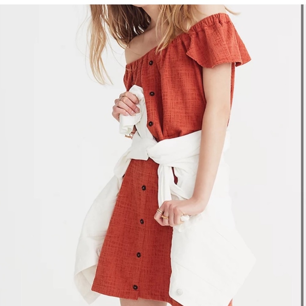 Madewell Off The Shoulder Button Dress